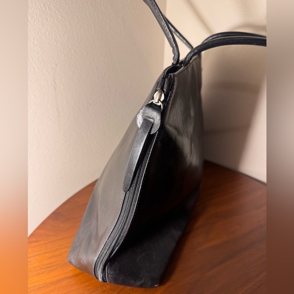 Vintage Hobo Black Leather Tote Bag - Picture 4 of 7